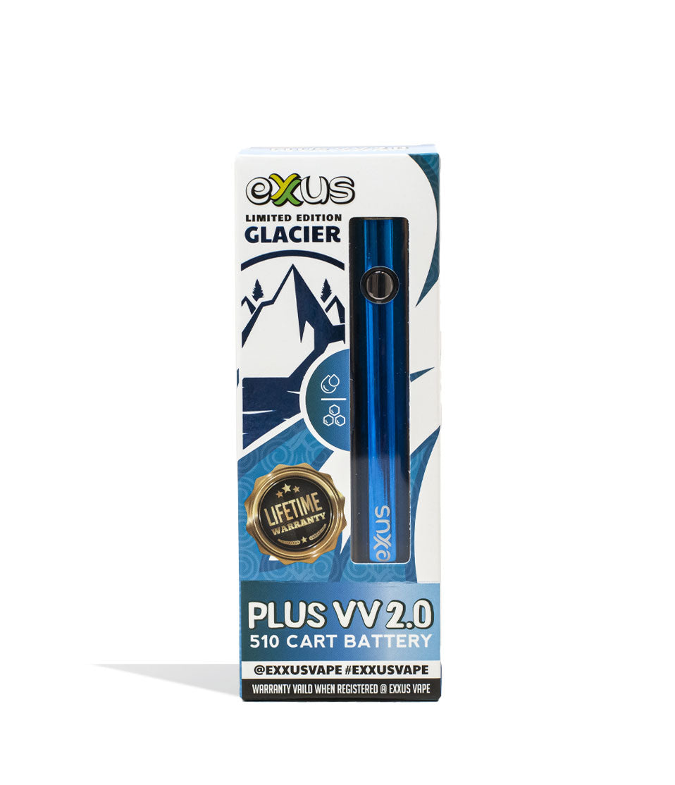 Glacier Exxus Vape Plus VV 2.0 Cartridge Vaporizer 12pk Packaging Single Front View on White Background