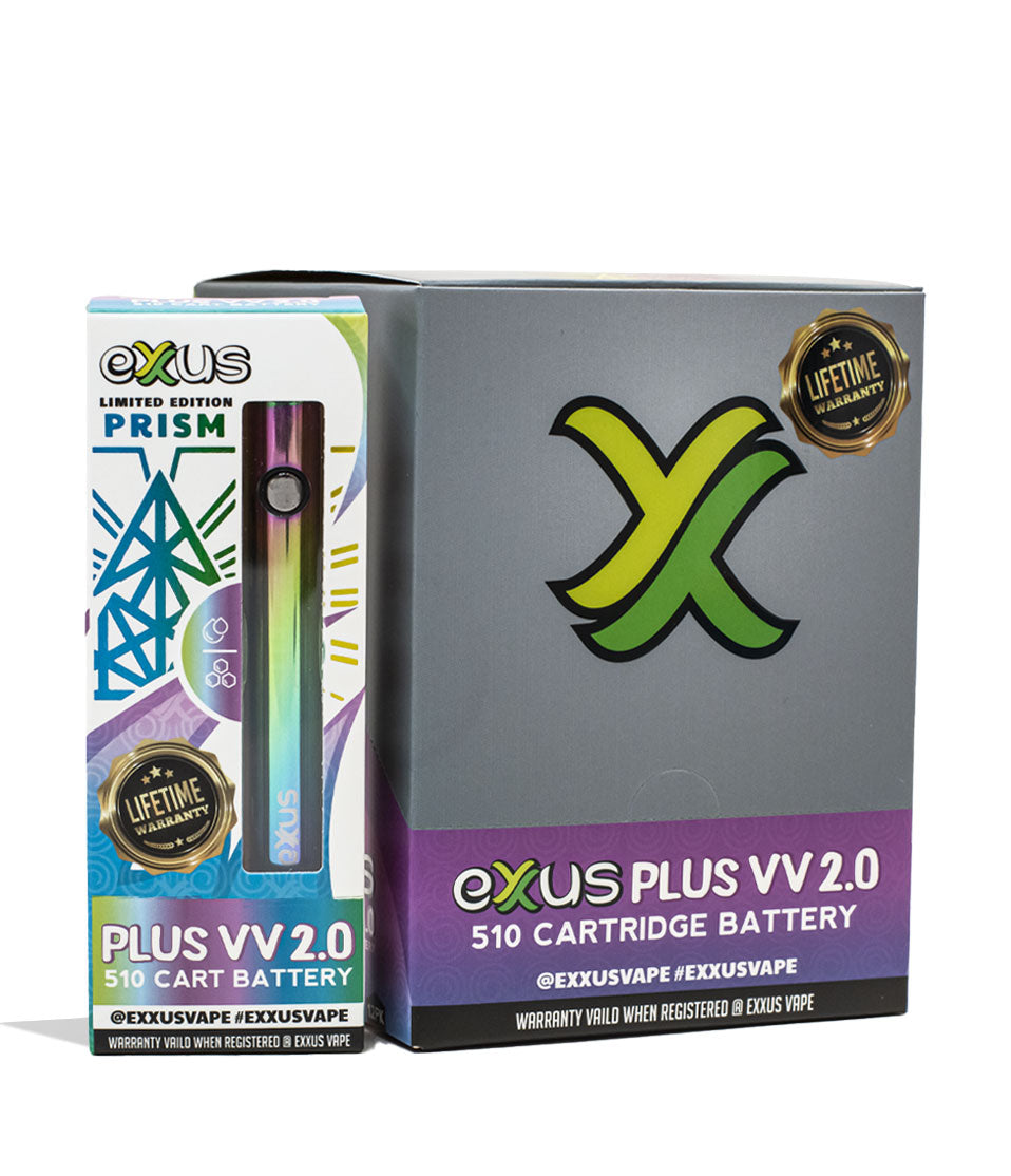 Prism Exxus Vape Plus VV 2.0 Cartridge Vaporizer 12pk Packaging Front View on White Background