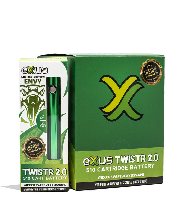 Envy  Exxus Vape Twistr 2.0 Cartridge Vaporizer 12pk Packaging Front View on White Background