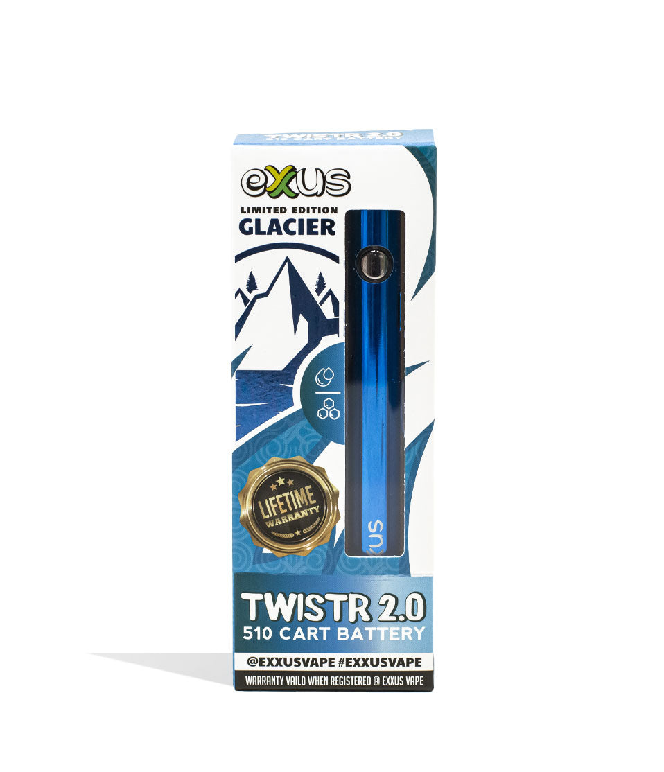 Glacier Exxus Vape Twistr 2.0 Cartridge Vaporizer 12pk Packaging Single Front View on White Background