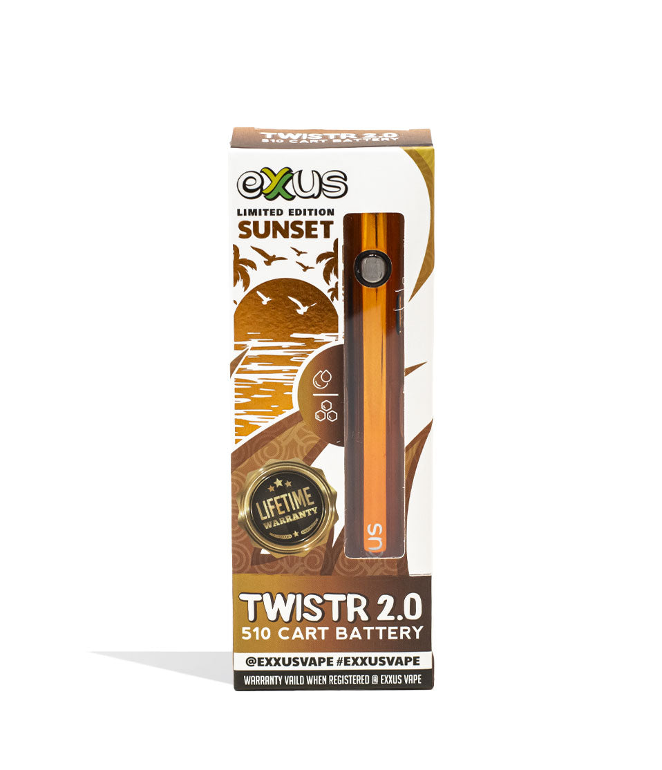 Sunset Exxus Vape Twistr 2.0 Cartridge Vaporizer 12pk Packaging Single Front View on White Background