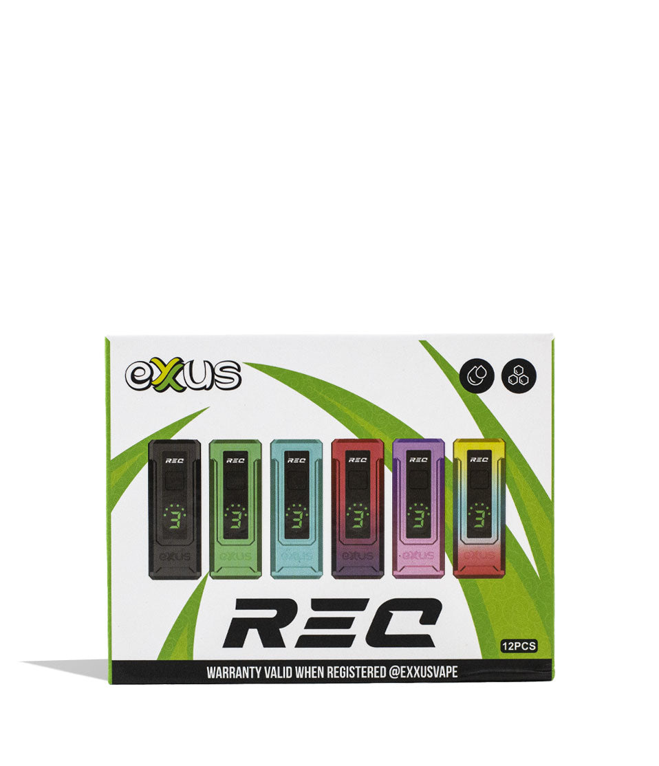 Exxus Vape REC Cartridge Vaporizer 12pk Face View on White Background