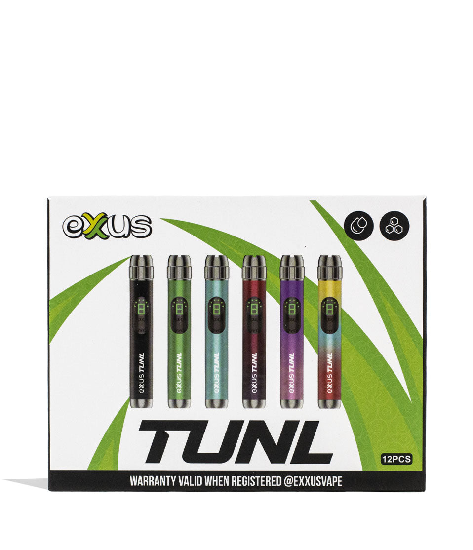 Exxus Vape TUNL Cartridge Vaporizer 12pk Face View on White Background