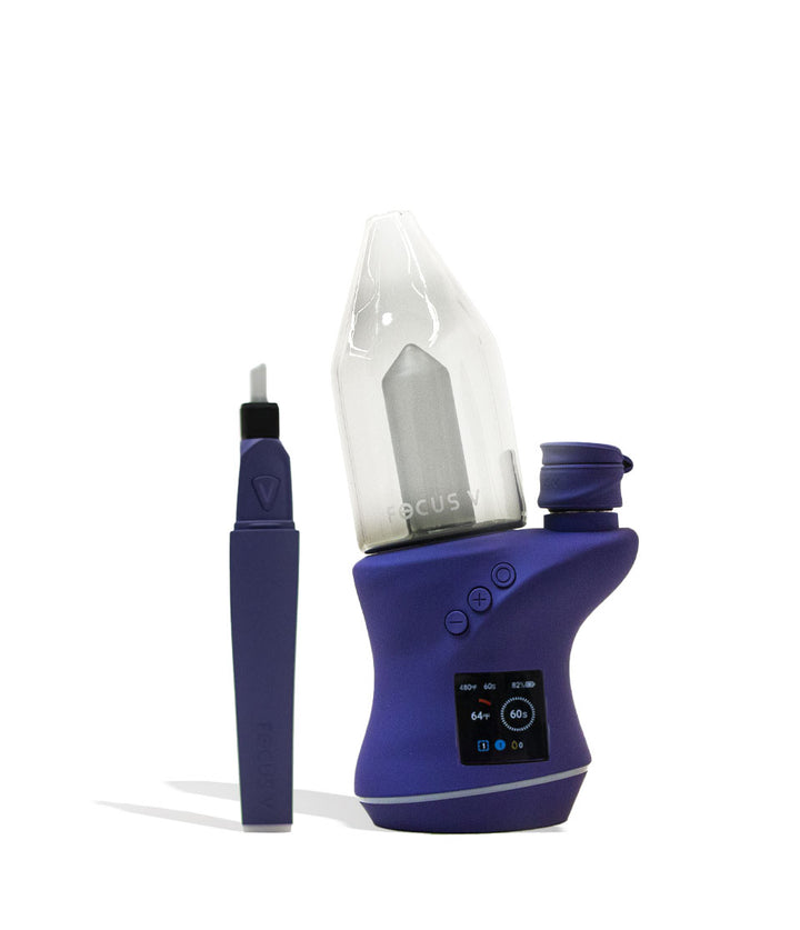 Grape Focus V Carta 2 Electronic Dab Rig and Saber Hot Knife Deluxe Kit Front View on White Background