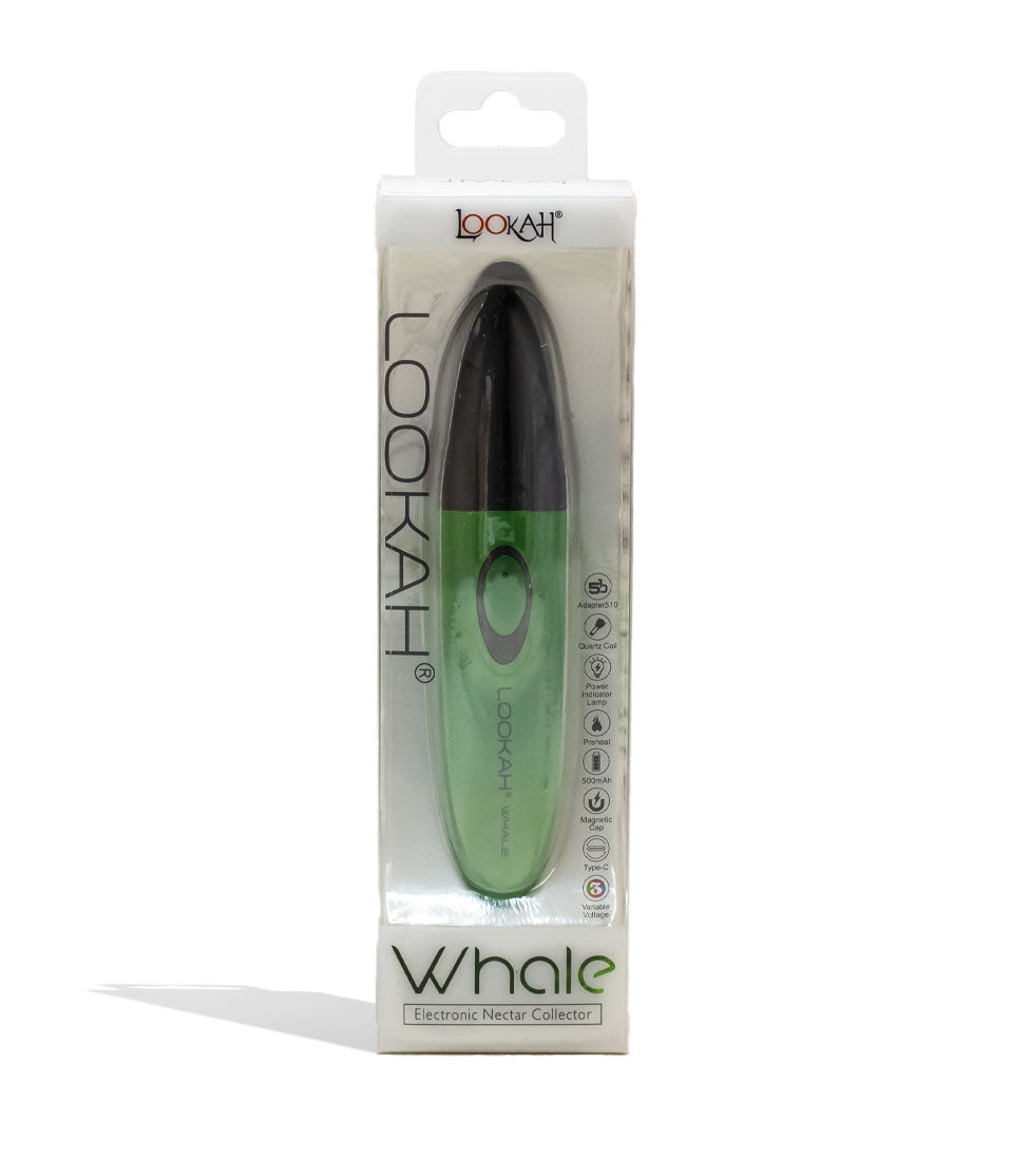 Green Lookah Whale Electronic Nectar Collector Packaging Front View on White Background