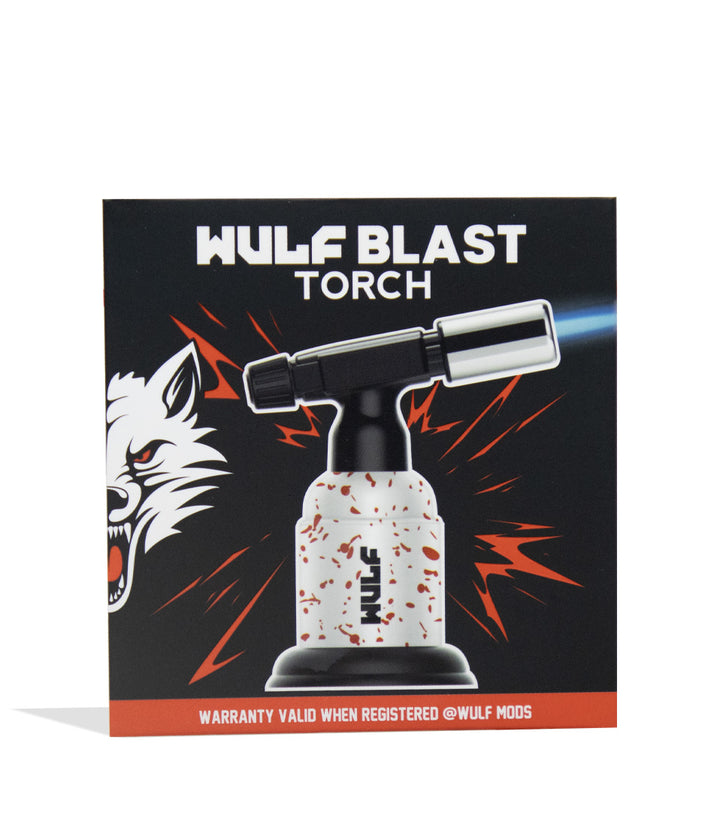 White Red Spatter Wulf Mods Blast Butane Torch packaging on white background