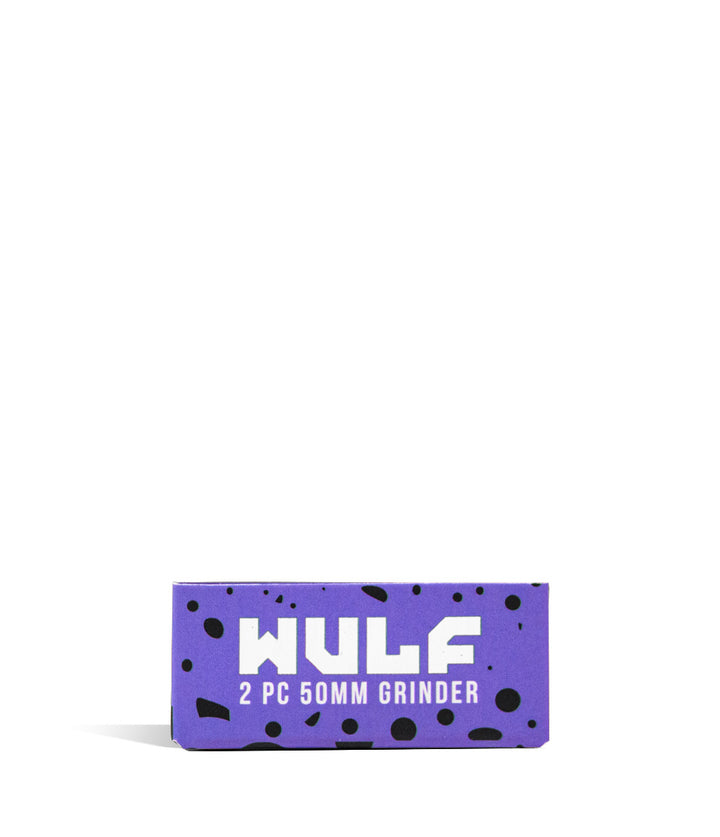 Purple Black Wulf Mods 2pc 50mm Spatter Grinder box on white background