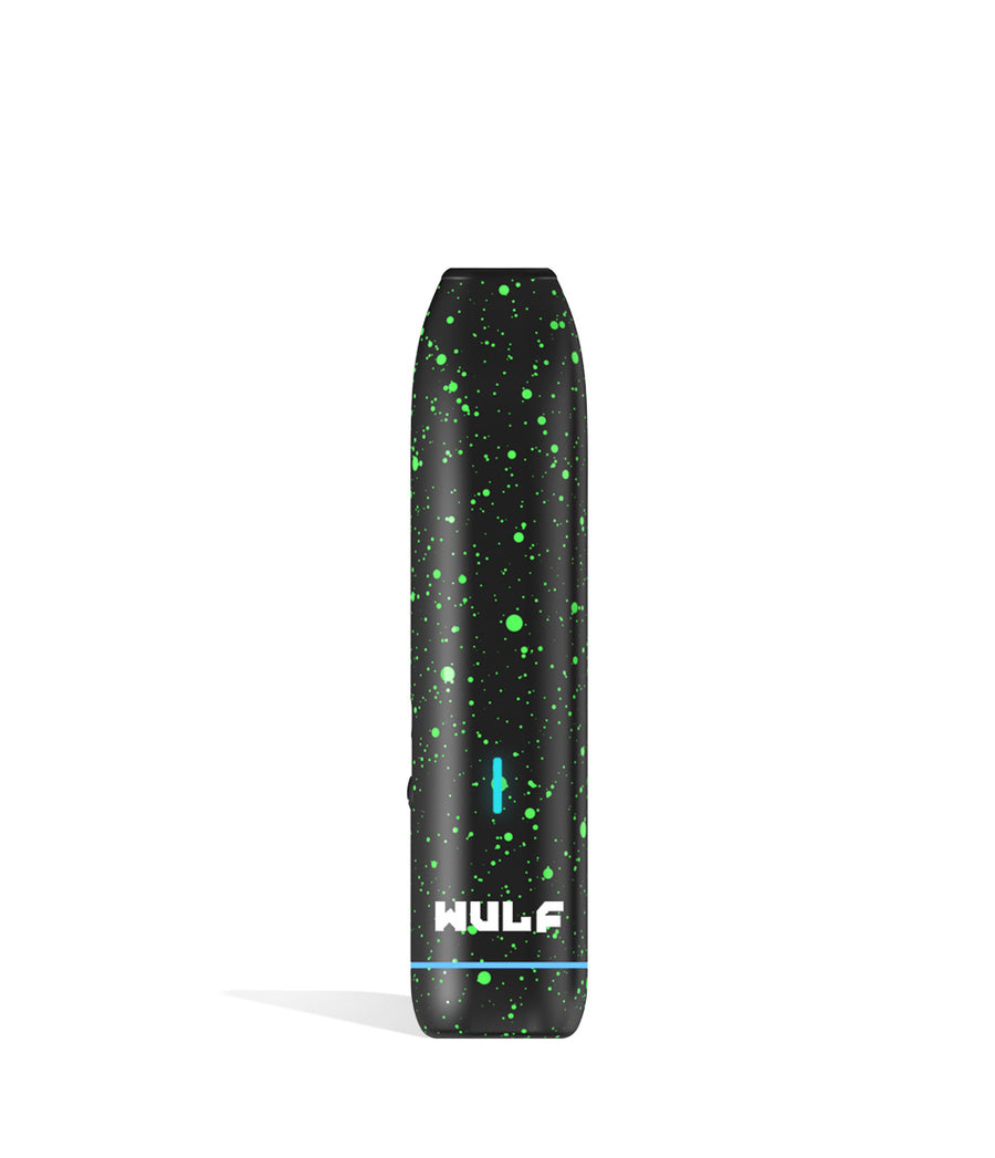 Black Green Spatter Wulf Mods LX Slim Portable Dry Herb Vaporizer on white background