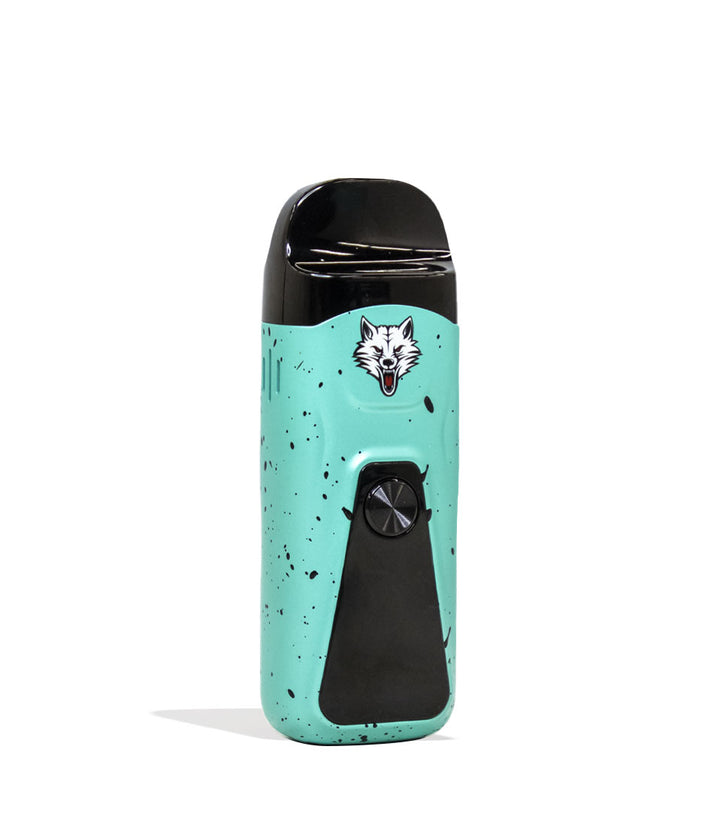 Teal Black Spatter Wulf Mods Flex Dual Use Concentrate and Dry Herb Vaporizer Side View on White Background