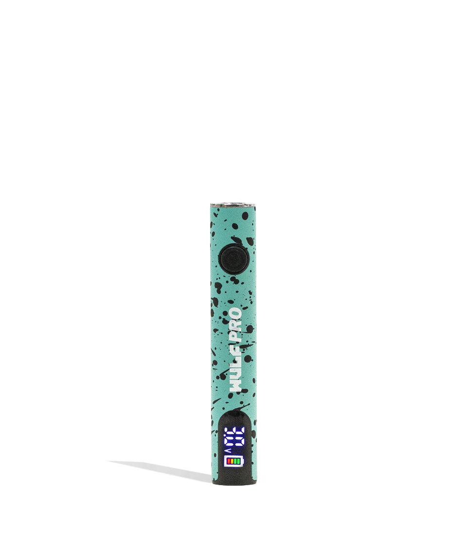 Teal Black Spatter Wulf Mods Pro 510 Variable Voltage Battery 15pk Front View on White Background