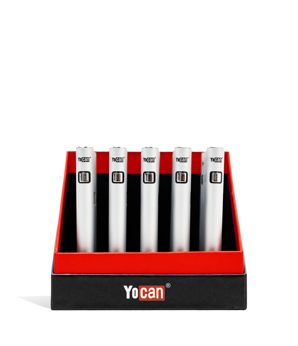 Silver Yocan ARI SLIM 350mah Cartridge Battery 20pk on white background