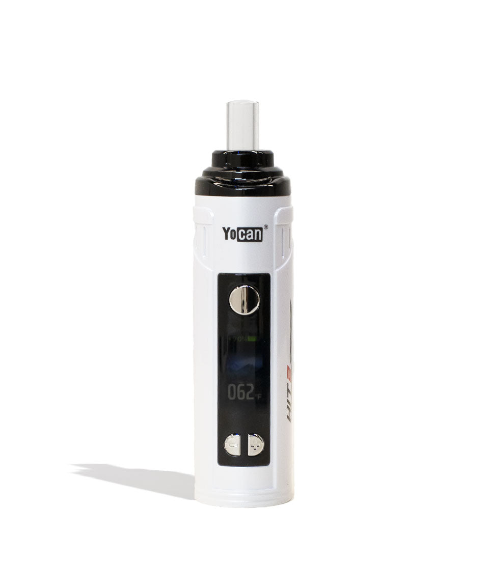 Silver Yocan HIT 2 Dry Herb Vaporizer Front View on White Background