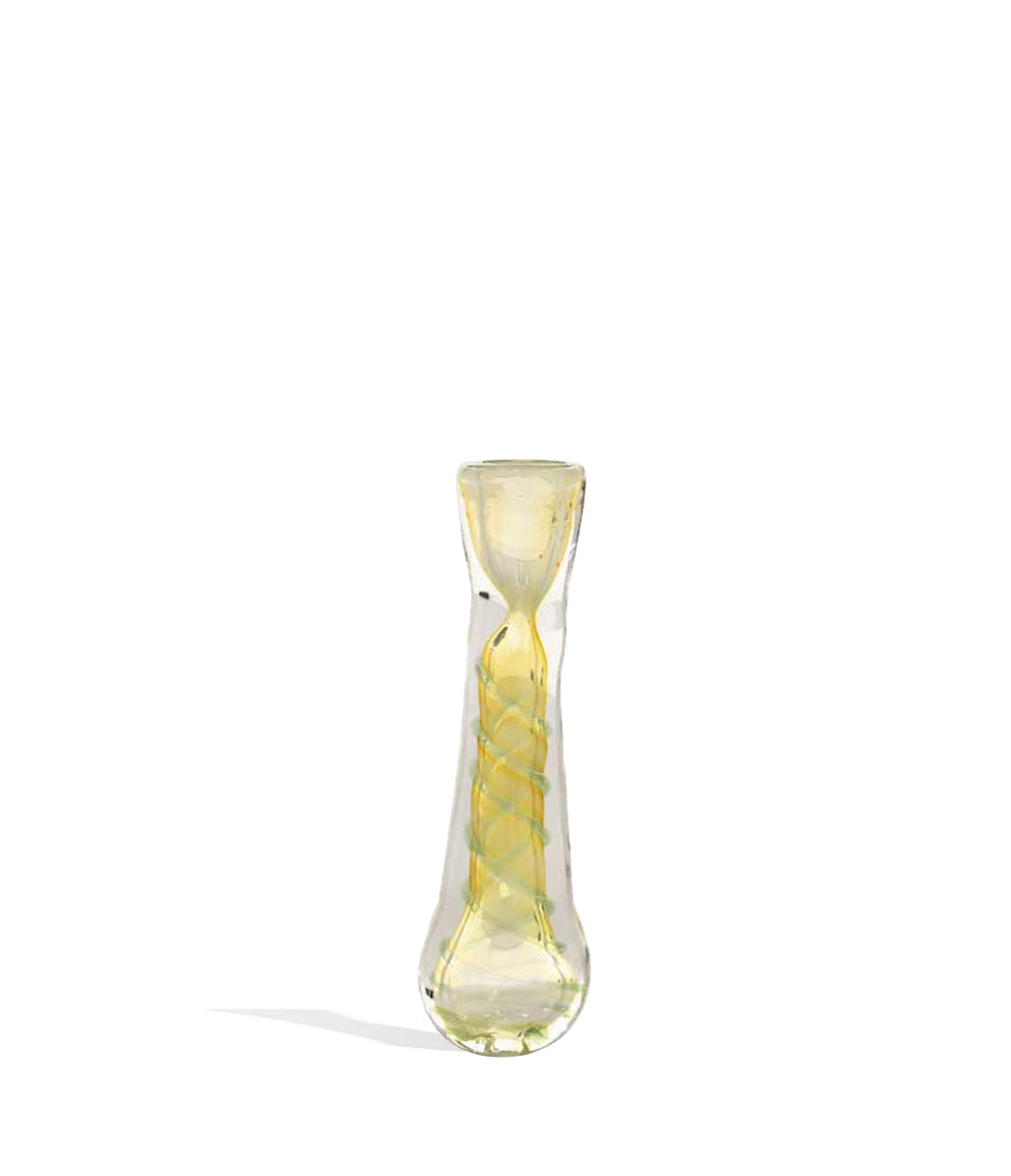 yellow Green 3 inch Swirled Art Chillum on white background