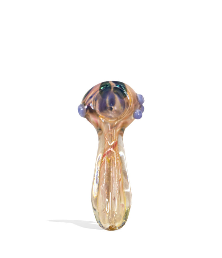 light blue marbles 4 inch Gold Fumed Handpipe with Marbles on white background