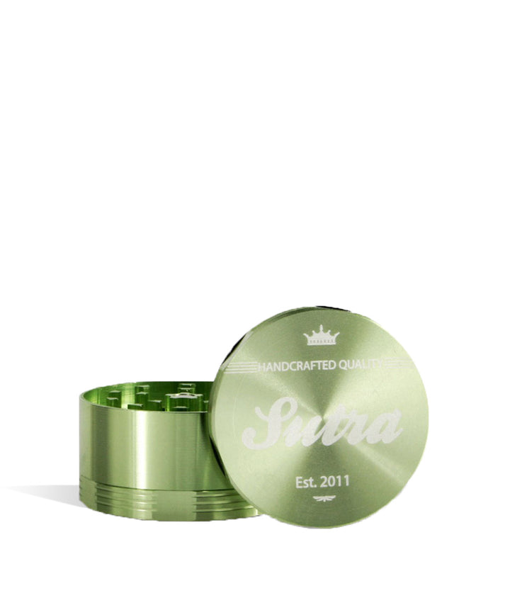 Green Sutra Vape Aluminum 4 Piece 65mm Grinder on white studio background