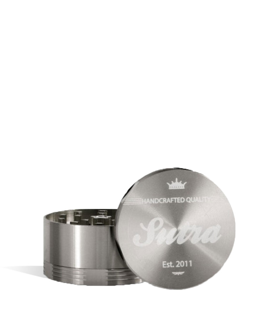 Silver Sutra Vape Aluminum 4 Piece 50mm Grinder on white studio background