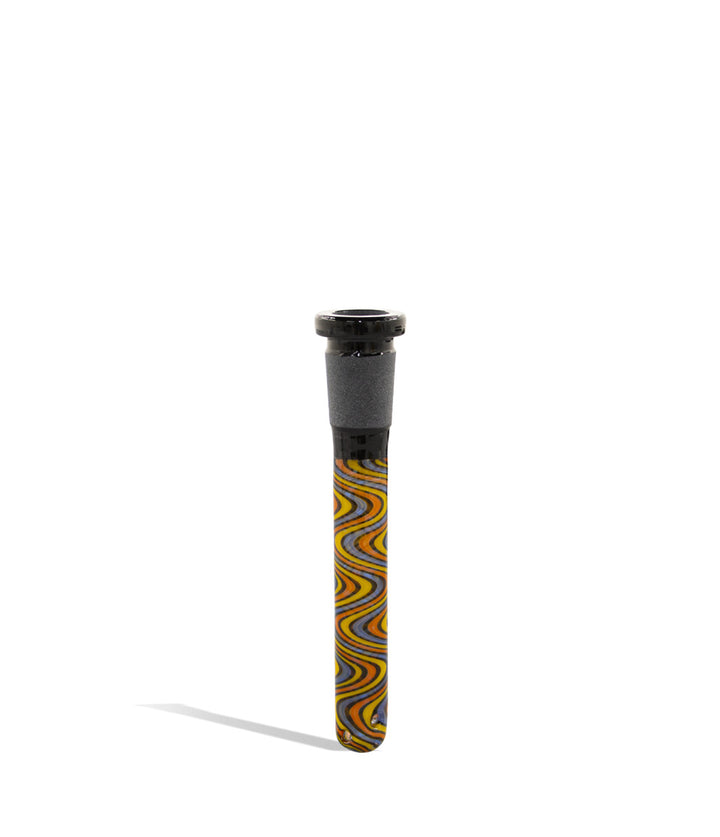 Black/Orange Swirl 3.5 inch 14mm Downstem with Chromatic Stripe on white background