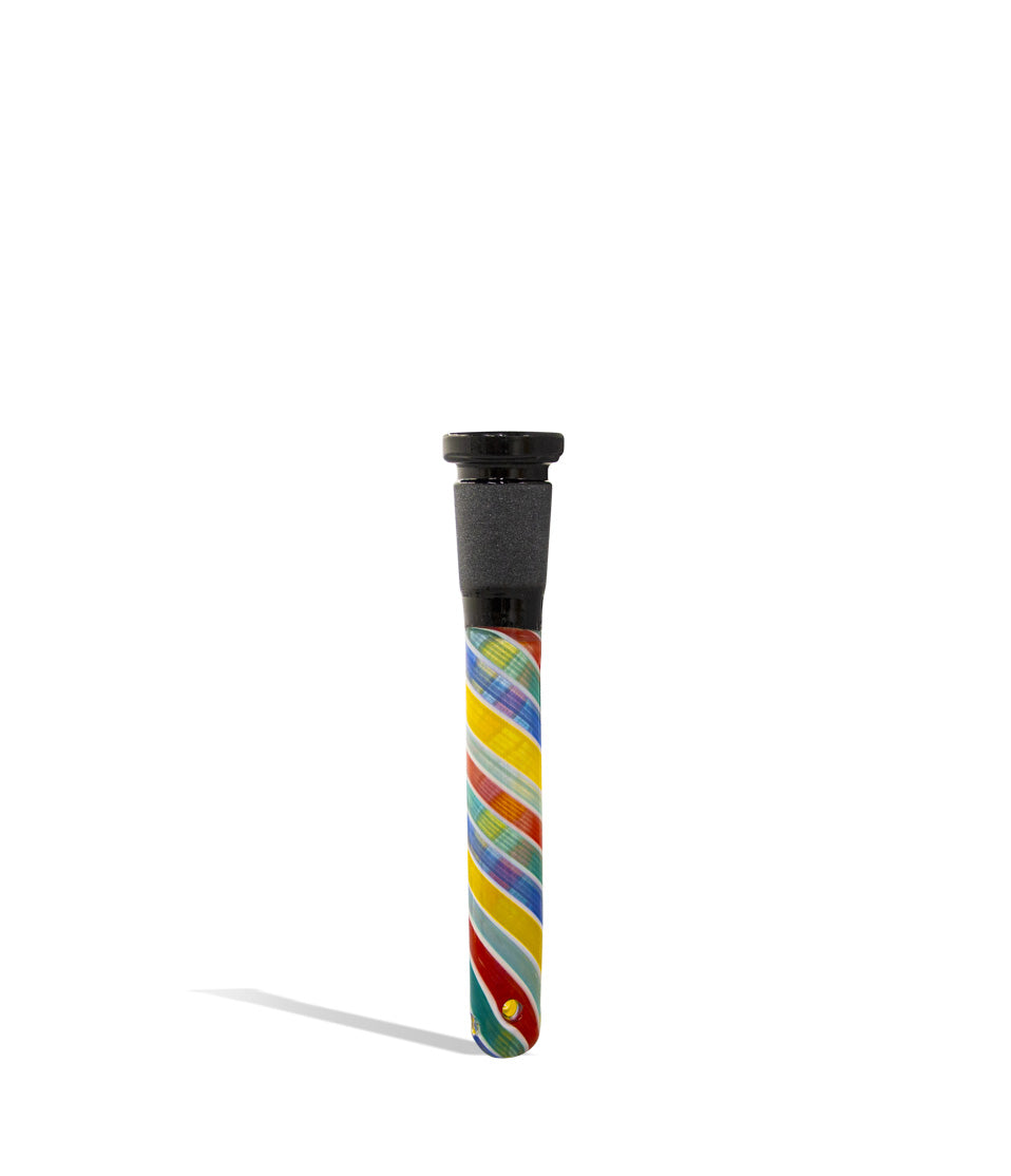 Black/Rainbow 3.5 inch 14mm Downstem with Chromatic Swirl Design on white background