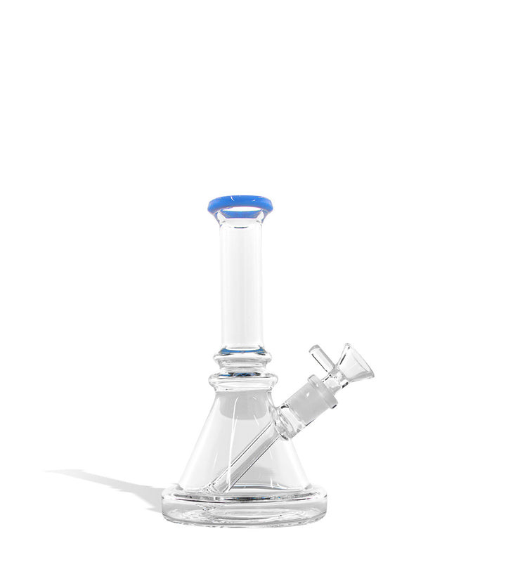 Light Blue 7 inch 5mm Thick Glass Banger Hanger with Funnel Bowl on white studio background