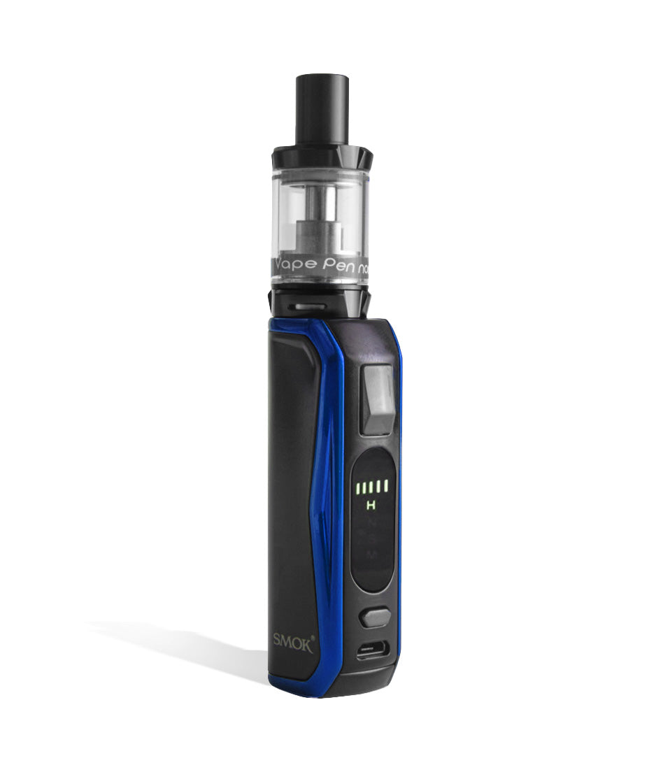 Prism Blue side view with tank on SMOK PRIV N19 30w Starter Kit on white studio background