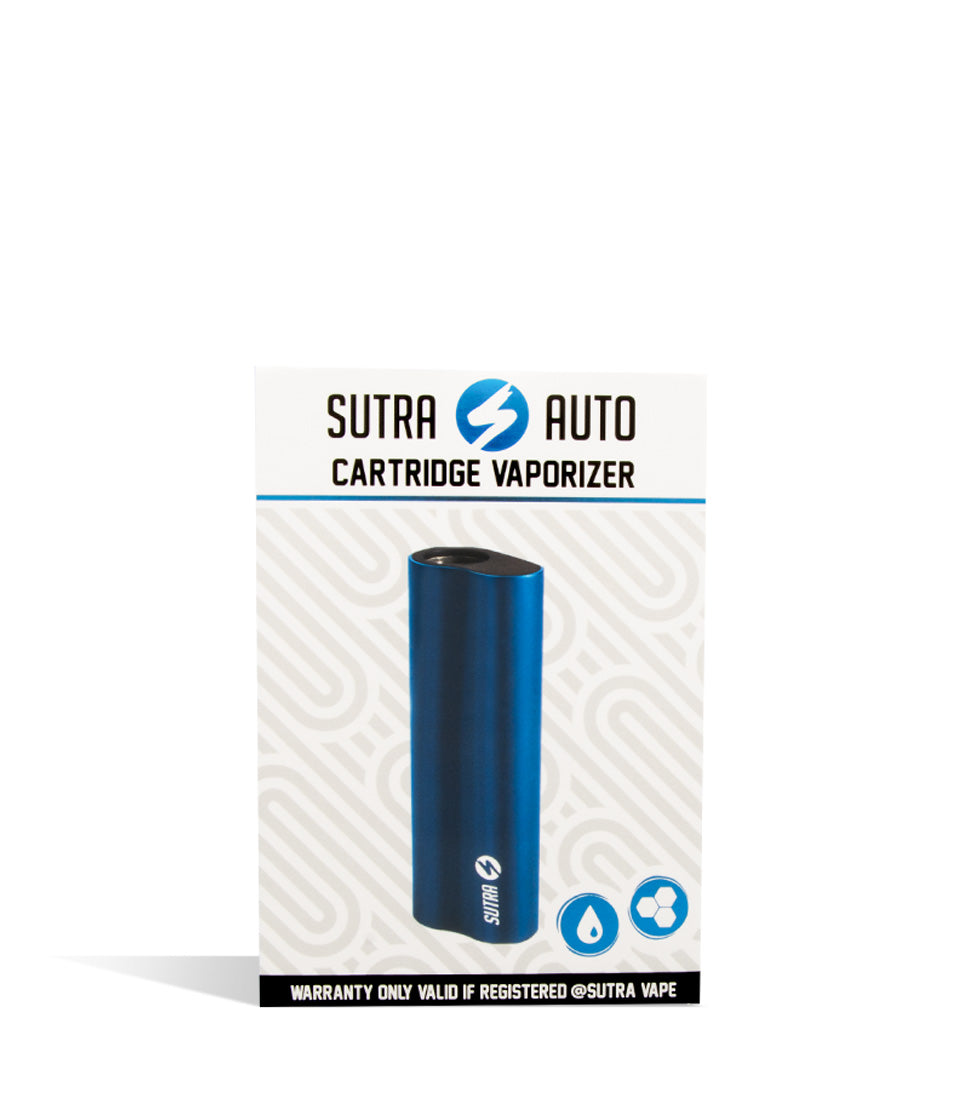 Blue packaging Sutra Vape Auto Cartridge Vaporizer on white background