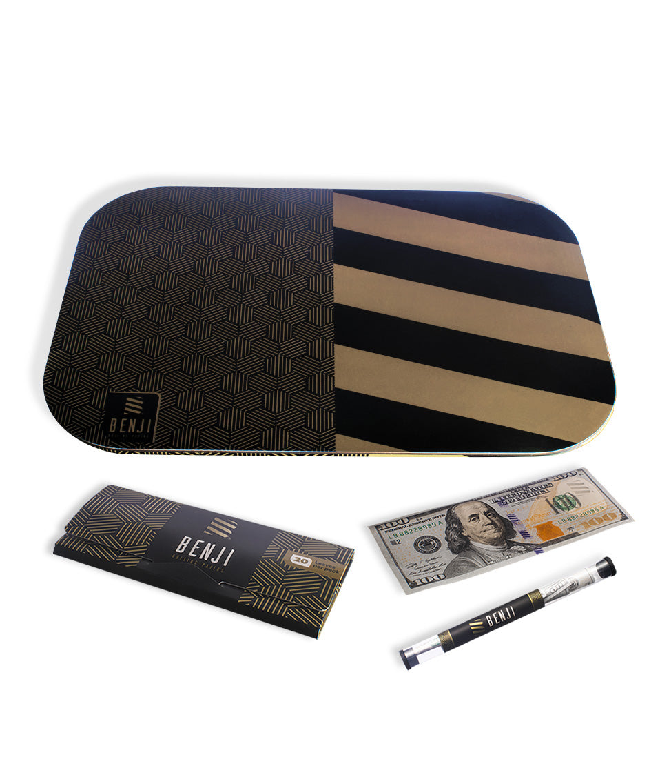 OG Dark Benji OG Metal Rolling Tray with Magnetic Lid Kit on white background