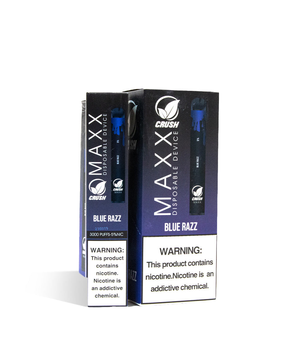 Blue Razz Crush MAXX Disposable Device 10pk on white studio background