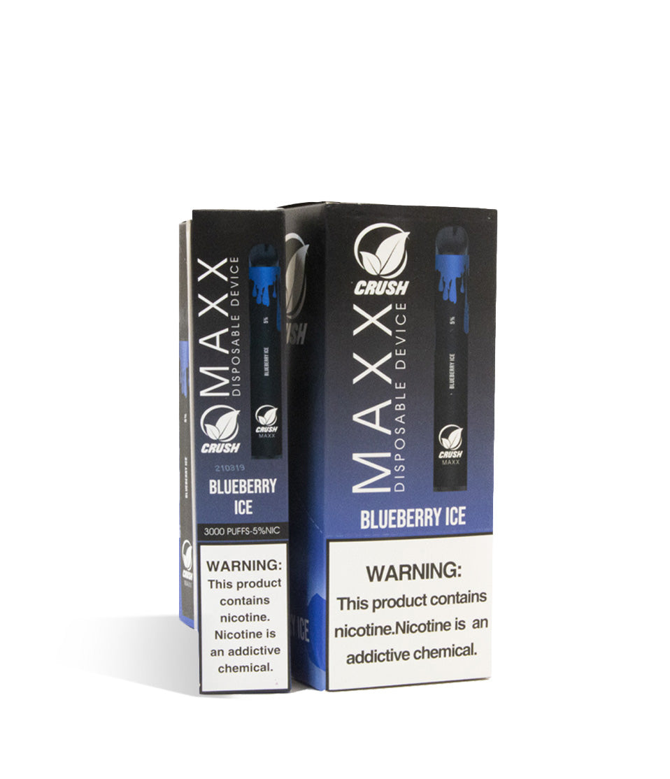 Blueberry Ice Crush MAXX Disposable Device 10pk on white studio background