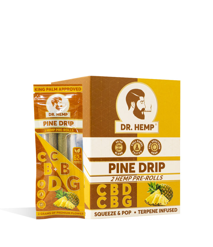 Pine Drip Dr. Hemp CBD | CBG Pre Rolled King Palm Wraps 20pk on white background