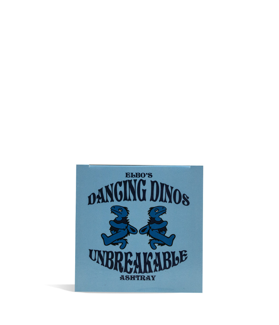 Elbo Glass Dancing Dinos Unbreakable Silicone Ashtray Blue Packaging on white background