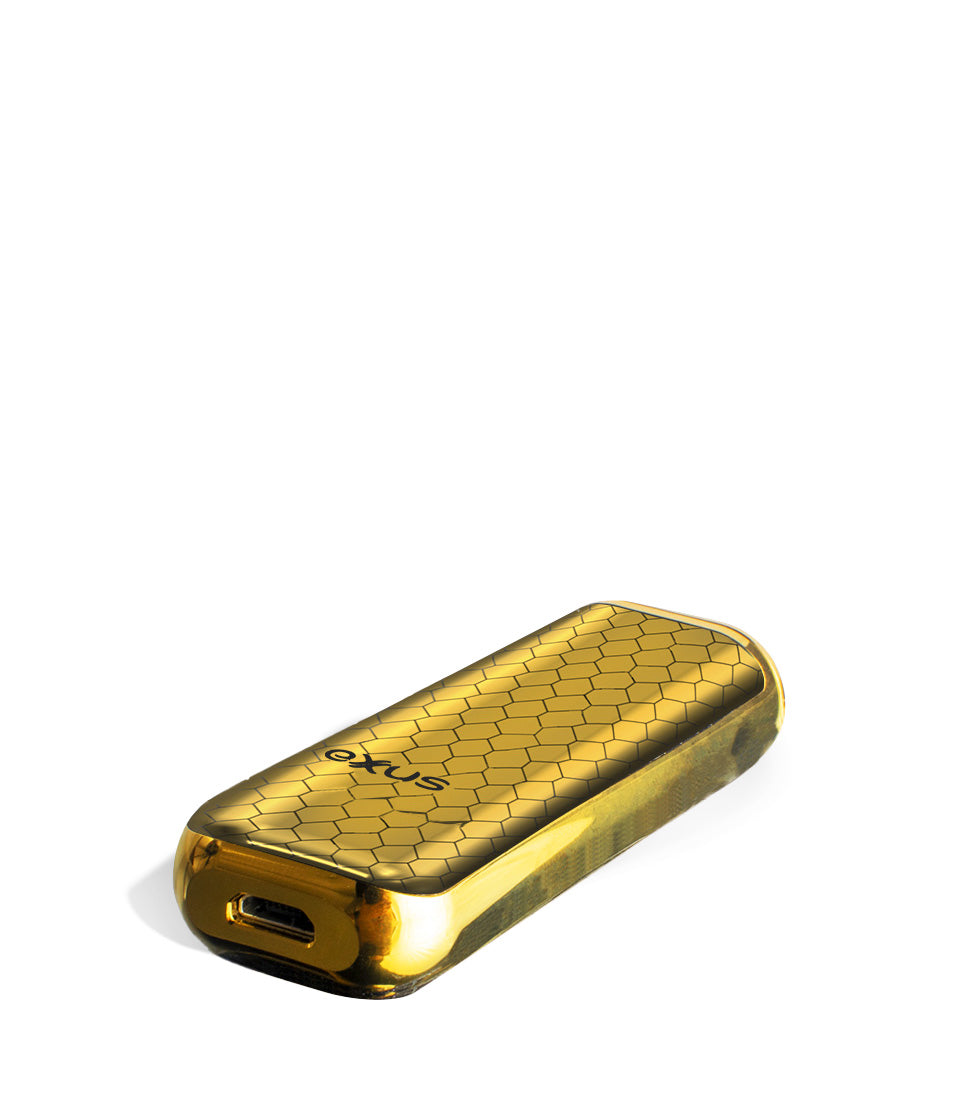 Gold Cobra bottom view Exxus Vape MiNovo Cartridge Vaporizer on white studio background