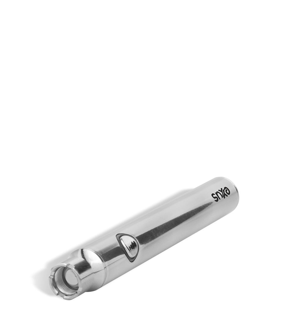 Silver top view Exxus Vape Plus VV Cartridge Vaporizer on white background