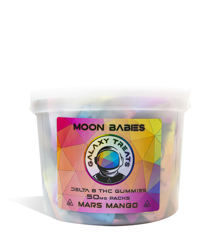 Mars Mango Galaxy Treats 50mg D8 CBD Gummies 100pk on white background