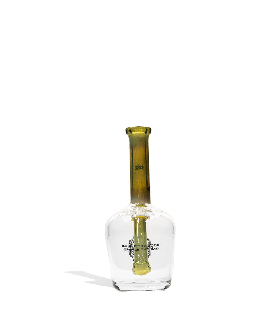 Green Fumed iDab Small 10mm Worked Henny Bottle Water Pipe Back view on White Background