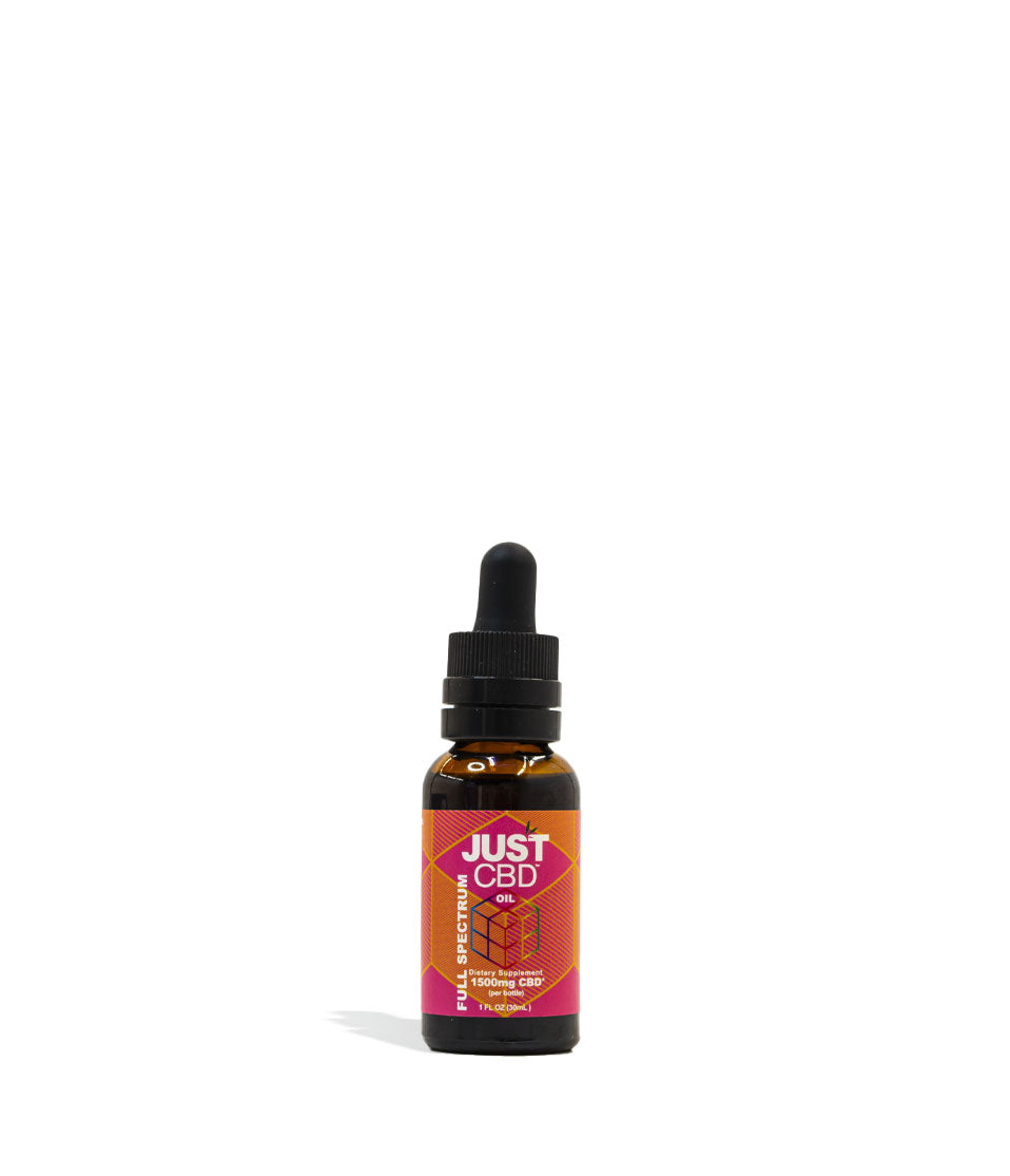 1500mg Bottle Just CBD Full Spectrum Oil Tincture on white studio background