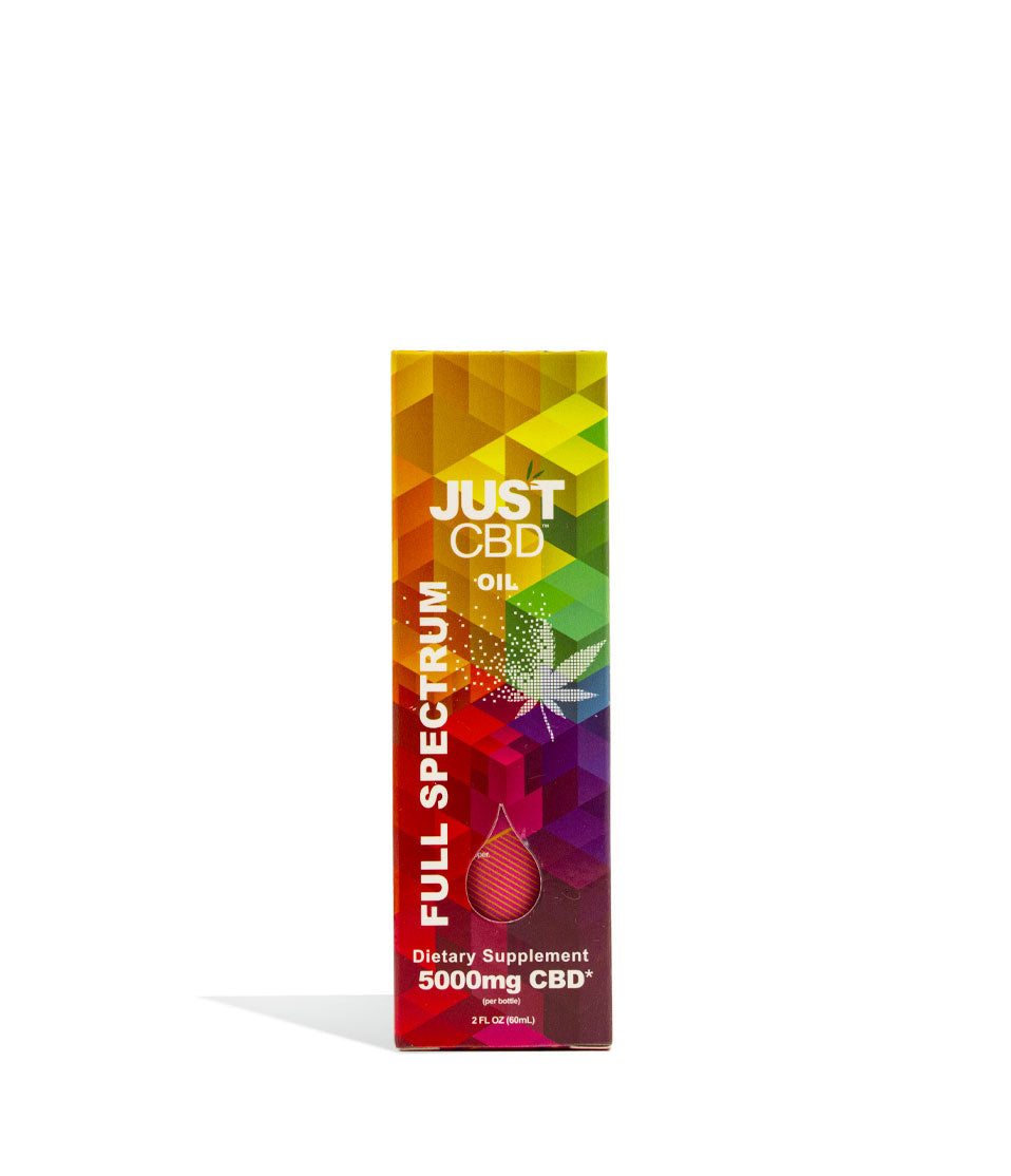 5000mg Box Just CBD Full Spectrum Oil Tincture on white studio background