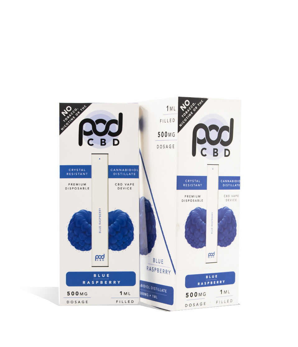 Blue Raspberry Pod Juice 1ml 500mg CBD Disposable 5pk on white background