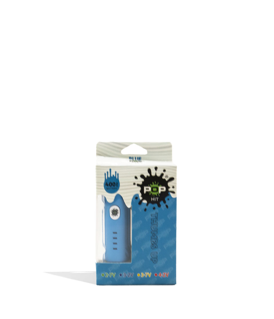 Blue POP Hit 400mah VV Cartridge Vaporizer 10pk Packaging Front View on White Background