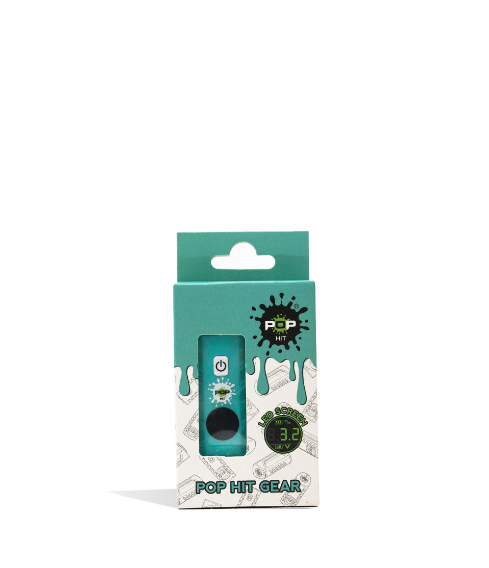 Teal POP Hit Gear 500mah VV Cartridge Vaporizer 12pk Packaging Front View on White Background