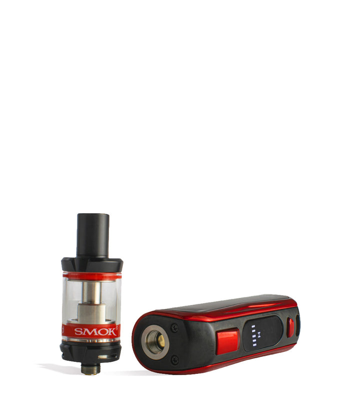 Black Red top view SMOK PRIV N19 30w Starter Kit on white studio background