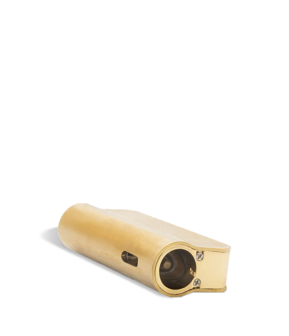 Gold Tech top view Exxus Vape Snap VV Mini Cartridge Vaporizer on white studio background