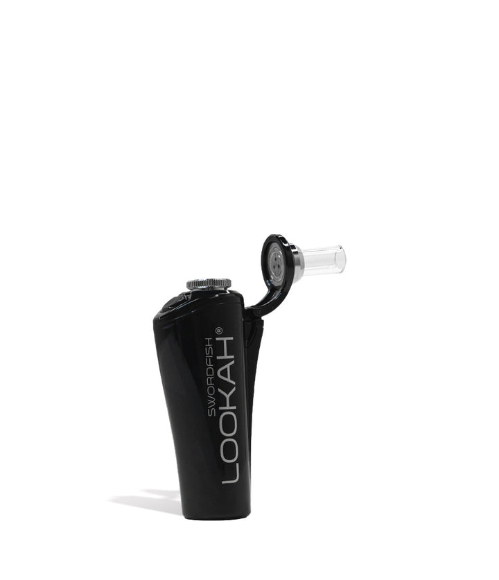 Black open Lookah Swordfish Portable Concentrate Vaporizer on white background