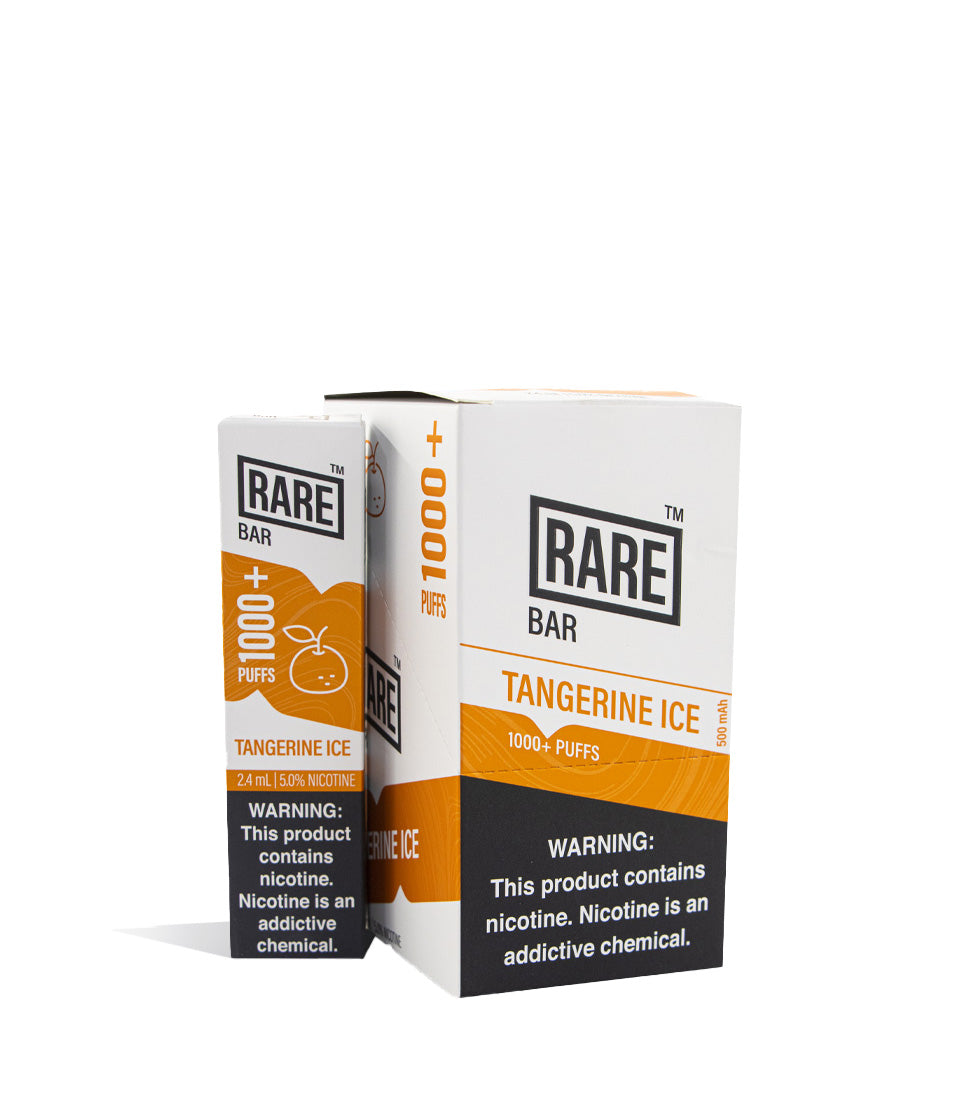 Tangerine Ice Rare Bar Disposable Device 10pk on white studio background