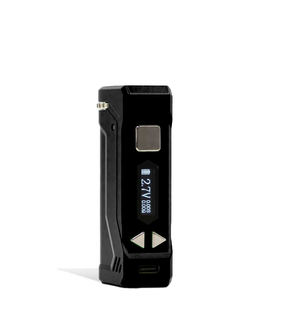 Black side view Yocan UNI PRO 2 Adjustable Cartridge Vaporizer on white studio background