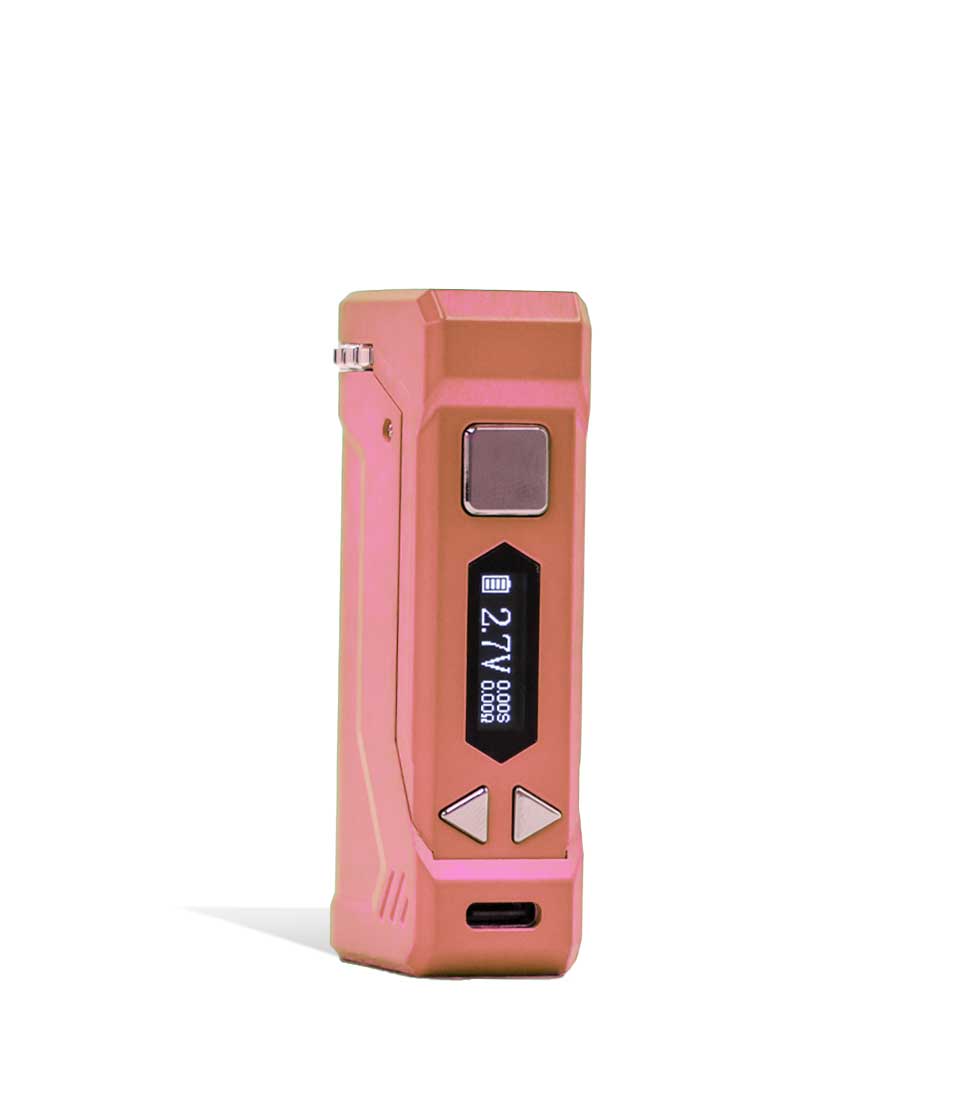 Rose Gold side view Yocan UNI PRO 2 Adjustable Cartridge Vaporizer on white studio background