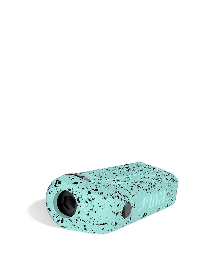 Teal Black Spatter down view Wulf Mods UNI Adjustable Cartridge Vaporizer on white studio background