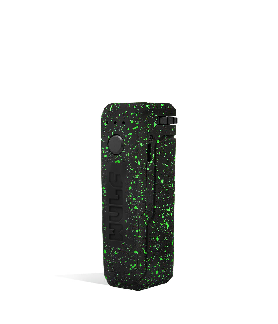 Black Green left side view Wulf Mods UNI Adjustable Cartridge Vaporizer on white studio background