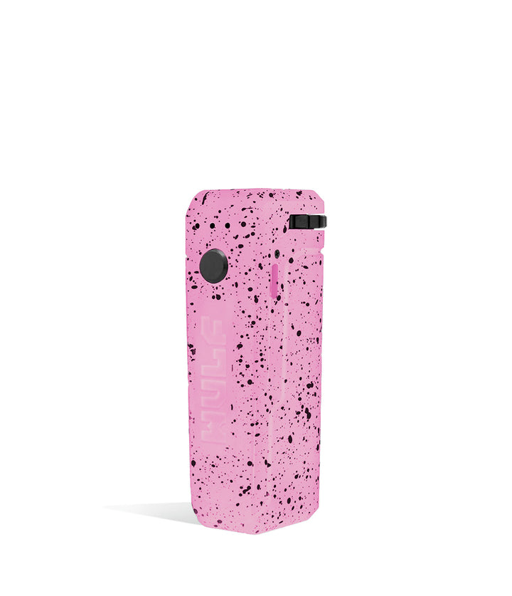 Pink Black Spatter left side view Wulf Mods UNI Adjustable Cartridge Vaporizer on white studio background