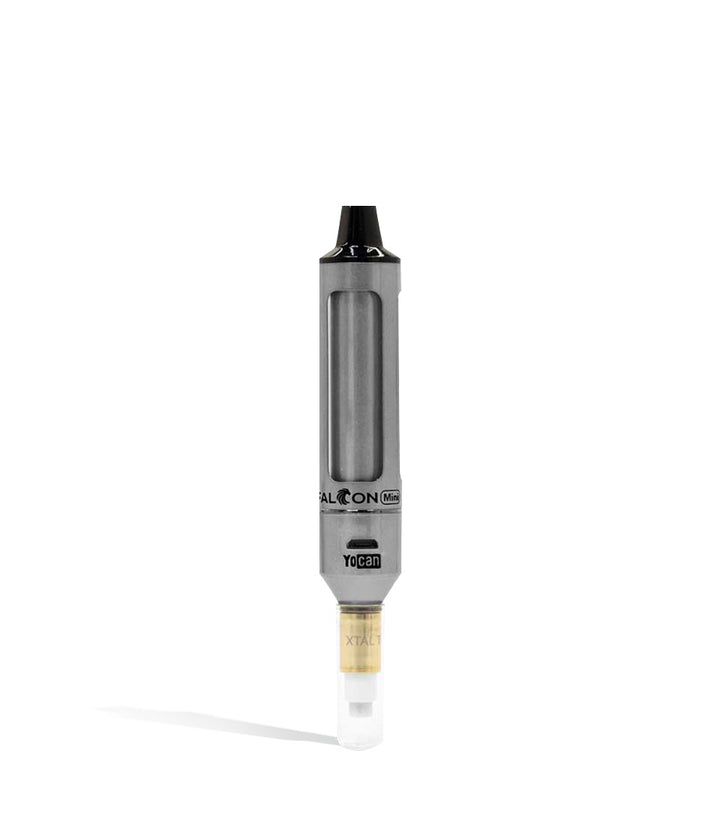 Silver Front view Yocan Falcon Mini Electric Nectar Collector on white studio background