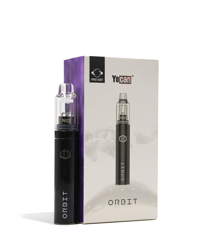 Black w/box Yocan Orbit Concentrate Vaporizer on white studio background